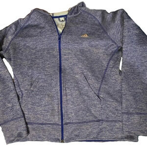 ADIDAS, Size L, Blue Athletic Zip-up Hoodie